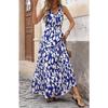 Summer Women's Dress V-Neck Elastic Waist Printed Casual Sleeveless Dresses