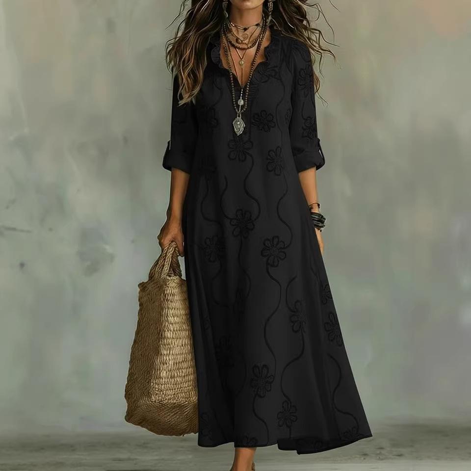 2026 Independent Station Spring and Summer Fashion Printed Cotton and Linen Long Dress