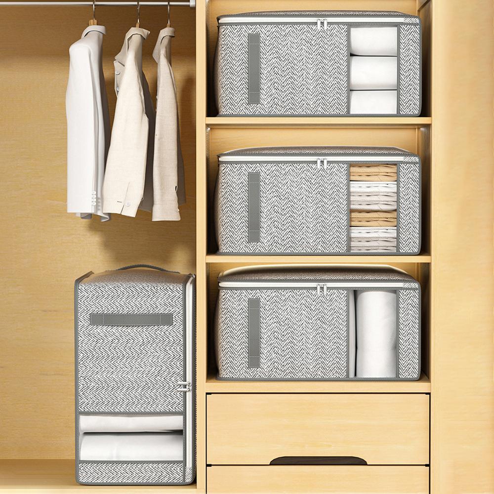 Grå klesoppbevaringspose, Dyneoppbevaringspose, Klessorteringspose for garderobe, Med vindu Oppbevaringspose Vanntett oppbevaringspose