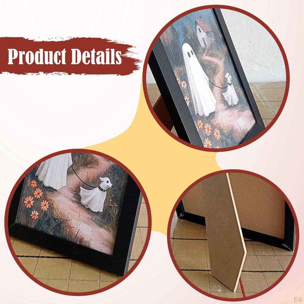 Halloween Art Print Decor 9x6.9 inch Spooky Scary Home Painting Picture for Shelf Bathroom