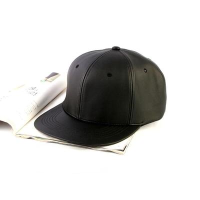 Oversized Black Faux Leather Ball Cap Stylish Fashion Snapback