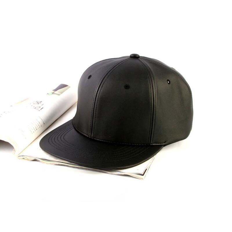 

Oversized Black Faux Leather Ball Cap Stylish Fashion Snapback XL