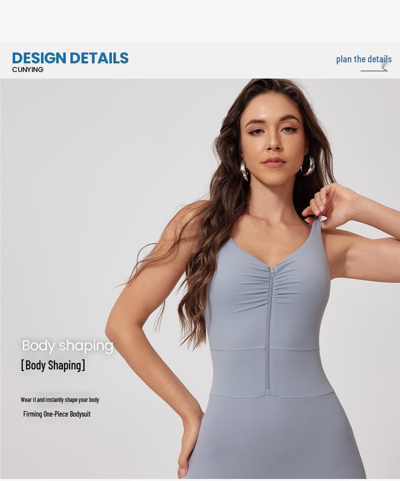 Nude Feel Quick-Dry Zipper Yoga Jumpsuit for Outdoor Fitness & Running