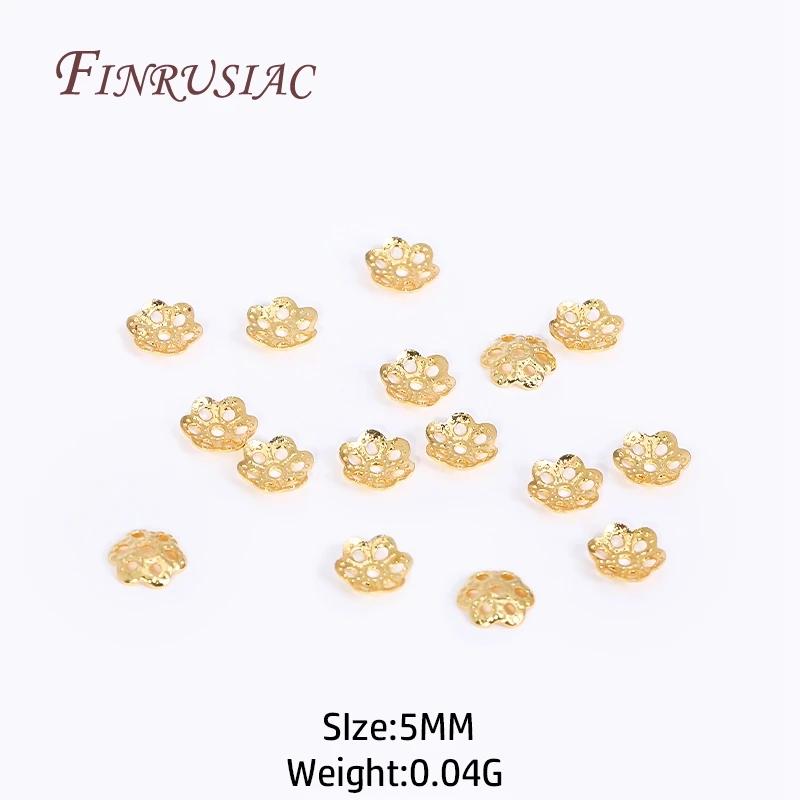 3mm 4mm 14K Gold Plated Brass Round Bead Caps For Necklace Bracelet Jewelry Making Supplies,DIY Accessories Beading Spacer Caps