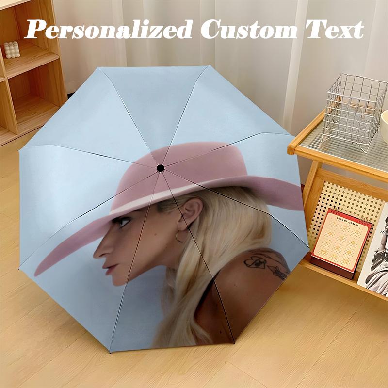 Portable Auto Folding Umbrella,Lady Gaga 8 Rib Waterproof Umbrella For Camping Commute