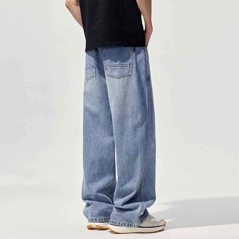 New Spring and Summer Men's Wide-leg Trousers Loose American High Street Straight Jeans