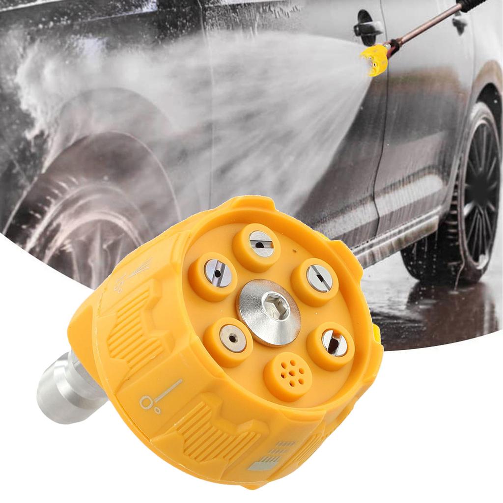 6-in-1 Pressure Washer Nozzle Multifunctional 1/4Inch Change-Over Nozzle Quick Connect Stainless Steel Car Washing Nozzle