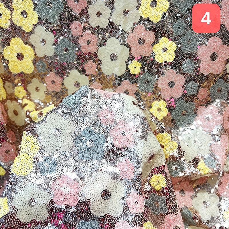 1 Yard Blume Pailletten Stickerei Perlen Stoff Elastisches Netz Pflaumenstoff DIY Nähen Kleid Bühnenkostüm Patchwork Material