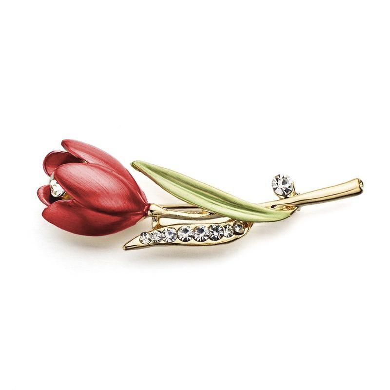 Temperament Tulip Rhinestone Brooch Flower Crystal Clothing Jewelry Accessories Jewelry Brooch Gift Wedding Pin