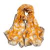 Summer Embroidered Silk Scarf Breathable Smooth Long Wraps Silk Sun-Resistant Bandana for Women