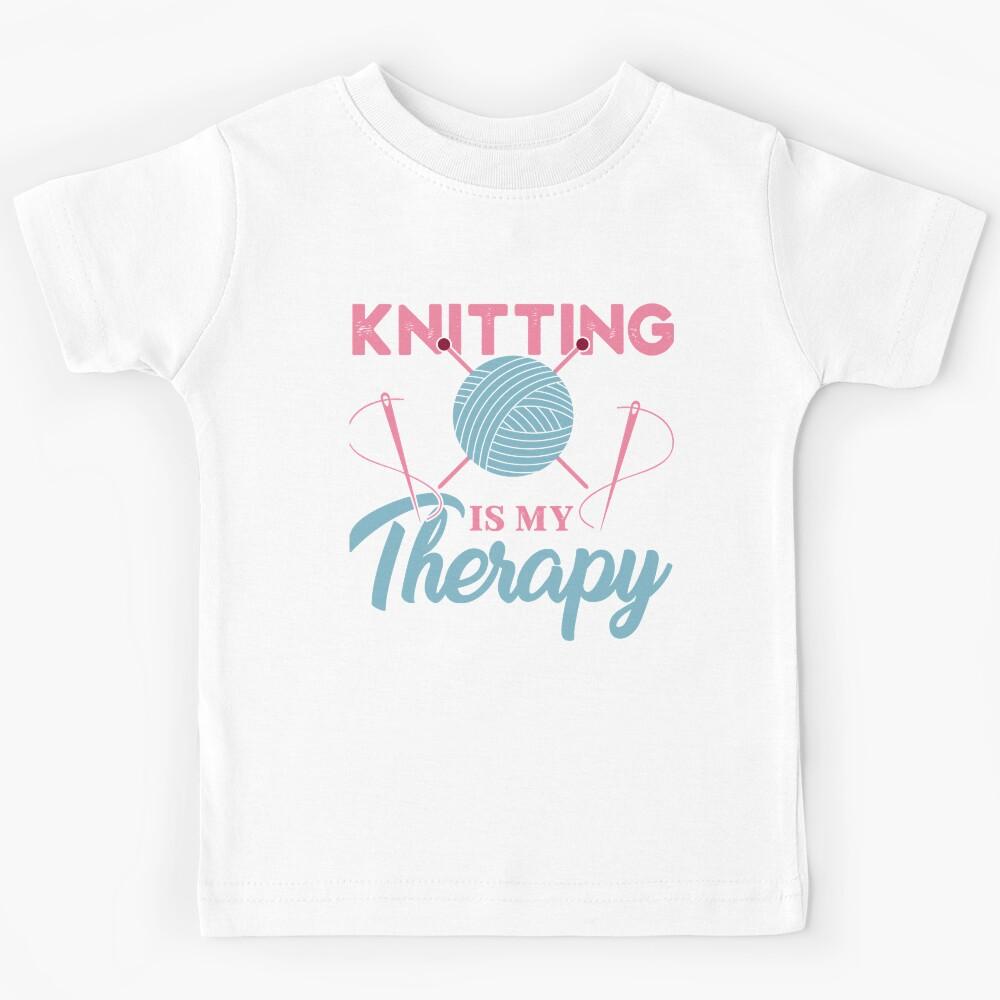 Who Loves Music And Knitting Is My Therapy Gift Idea Awesome Move Kids T-Shirt 170