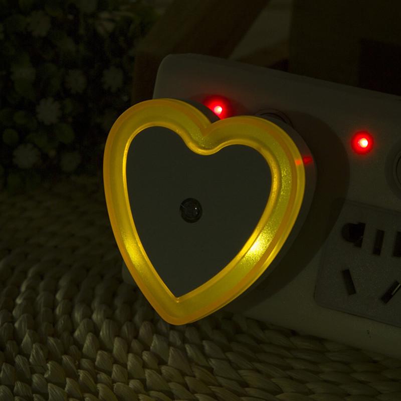 LED Mini Night Light EU/US Plug Light Sensor Heart Shape Nights Lamp For Kid's Room Bedroom Bedside Aisle Corridor 110V 240V