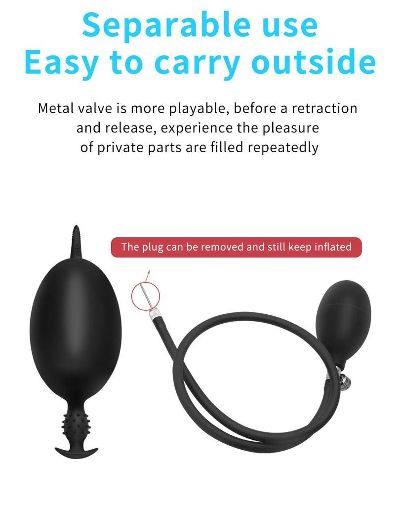 Aal-Silikon aufblasbarer Anal-Dilatator für Männer und Frauen - Super langer hinterer Masturbator.