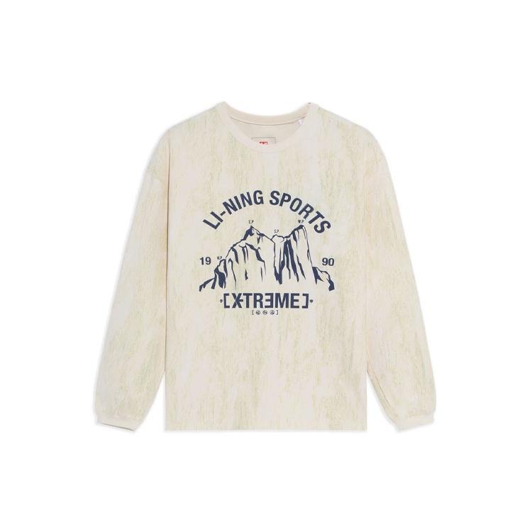 Li-Ning Alphabet Printing Loose Sports Round Neck Creamy White Men s AHSS147-1 L
