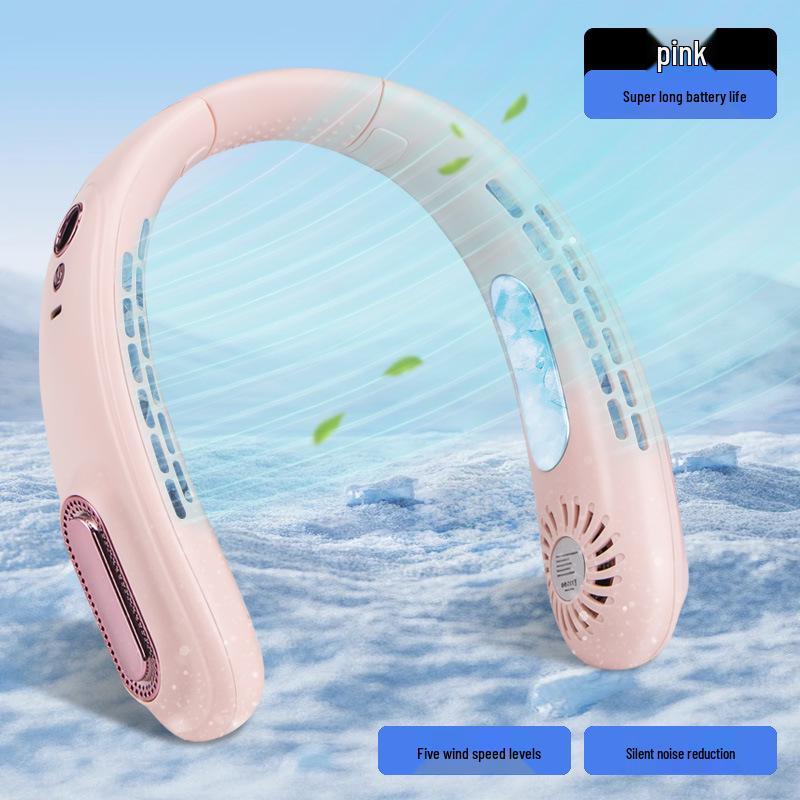 2025 L19 Bladeless USB Rechargeable Neck Fan - Portable, Long-Lasting Mini Fan for Outdoor Camping.