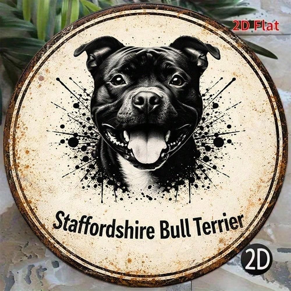 Vintage Staffordshire Bull Terrier Metal Sign Retro SBTC Dog Wall Decor Bar Cafe Garage Home