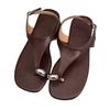 Cowhide version~ retro flat-bottomed metal sleeve toe buckle with sandals women's 2025 summer new pinch foot cool slippers