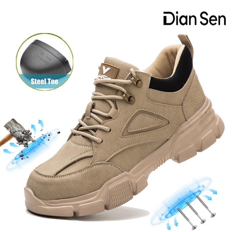 Work Safety Boots Steel Toe Shoes Men Waterproof Slip Resistant Construction Workwear Lightweight Outdoor Casual Walking Shoes