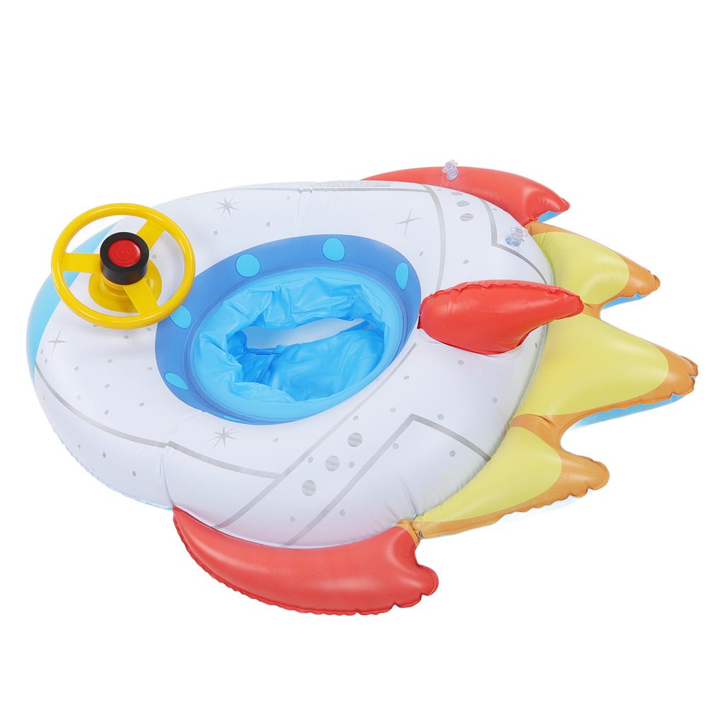 Inflatable Spaceship Pool Float with Steering Wheel Multifunctional Swimming Raft for Kids of 1 to 5 Years Old