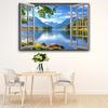 1 Curtain Background Lake and Mountain Scenery Natural Landscape Wall Decoration for Home and Office Seasonal Decoration