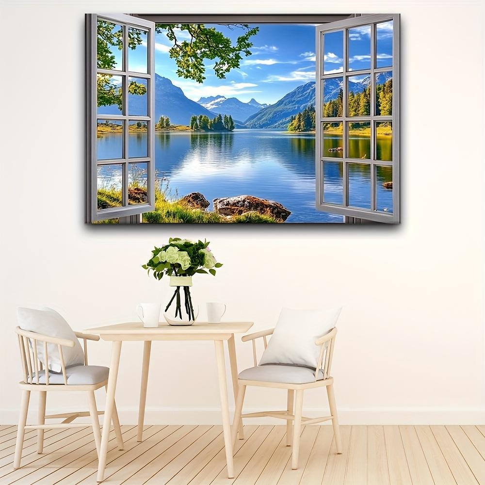 1 Curtain Background Lake and Mountain Scenery Natural Landscape Wall Decoration for Home and Office Seasonal Decoration
