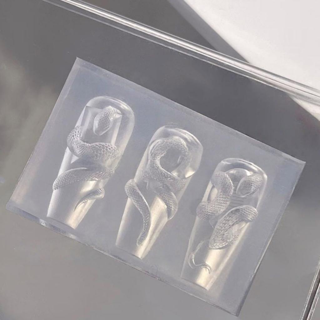 Pack Of 3 Reusable 3D Silicone Nail Art Molds With Intricate Snake Design Nail Art Tools For DIY Manicure Accessories