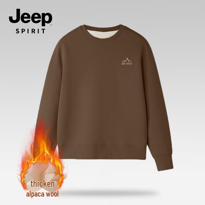 

JEEP SPIRIT Unisex Winter Fleece-Lined Crewneck Sweatshirt 4XL