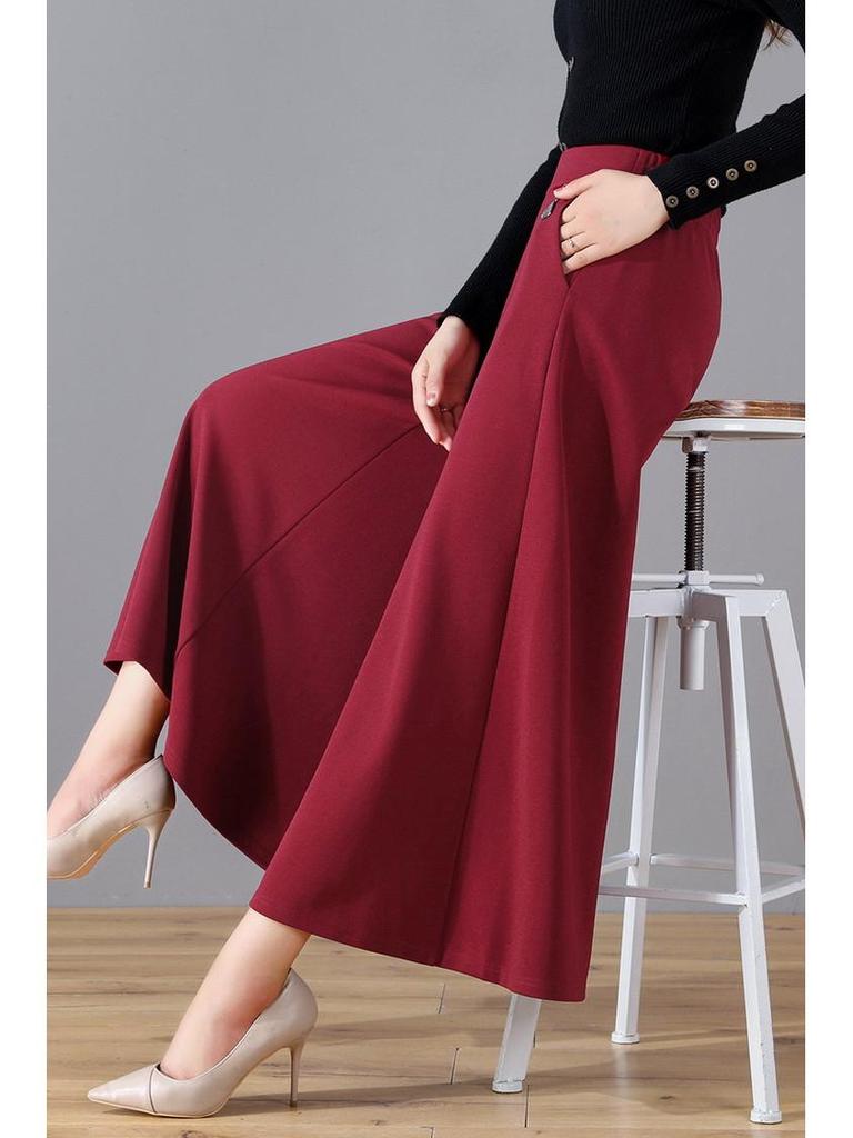 Plus Size High Waist Wide Leg Skirt Pants for Women - Summer Casual Nine-Point Fashion