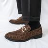 Men's Foot Cover Large Size Pointed Leather Shoes British Style Dress Business Casual Shoes Leopard Print Loafers Men's Shoes