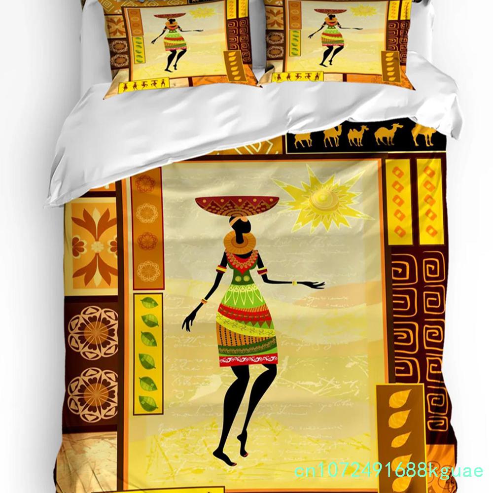 Africa Silhouette Elephant Giraffe Duvet Cover 3pcs Bedding Set Home Textile Quilt Cover Pillowcases Room Bedding Set No Sheet