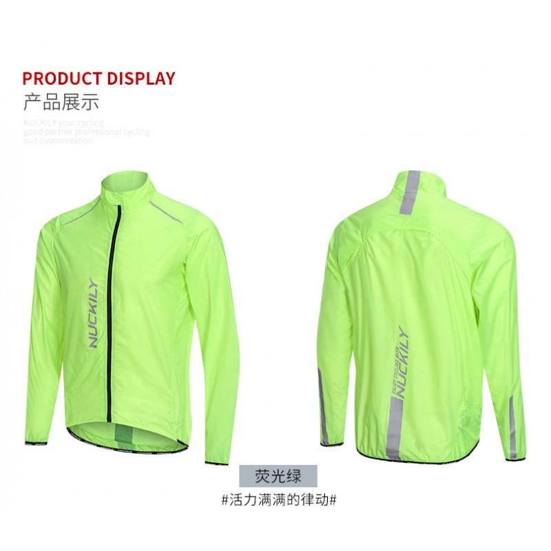 NUCKILY Unisex Cycling Windbreaker Jacket With Reflective Stripes UV Protection Outdoor Riding Apparel