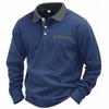 Men's Casual Loose Colorblock Lapel Button Long Sleeve Top