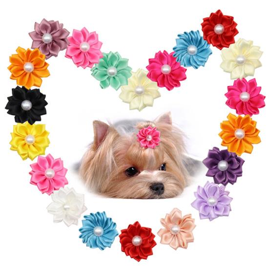 10Pcs Pet Hair Ties Flower Decor Casual Dress Up Fashion Cat Dog Hairband Hair Accessories Pet Supplies
