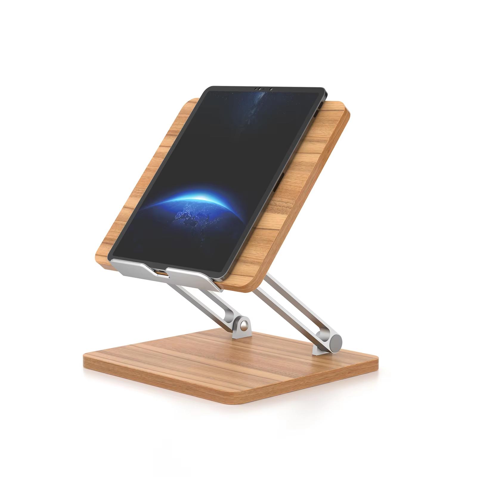 Ergonomic Folding Wooden Phone and Tablet Stand Adjustable Height for Laptop and Mobile Devices New Product BG2