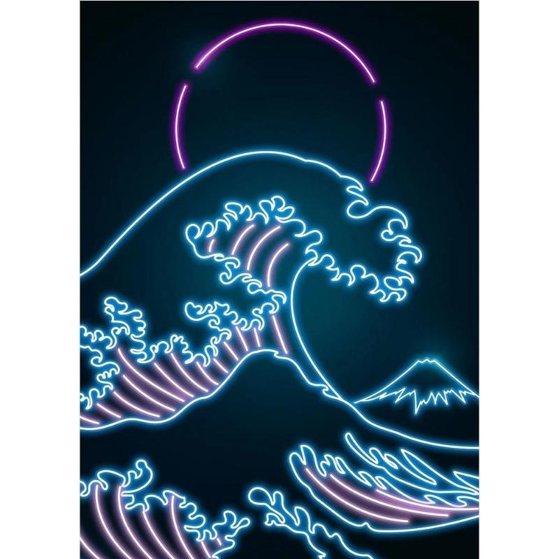Neon Design, Japanese Wave, Ramen, Sushi, Cat, Fuji, Sakura, Poster, Canvas, Painting, Japanese Food Culture, Wall Art, Kitchen Decor,