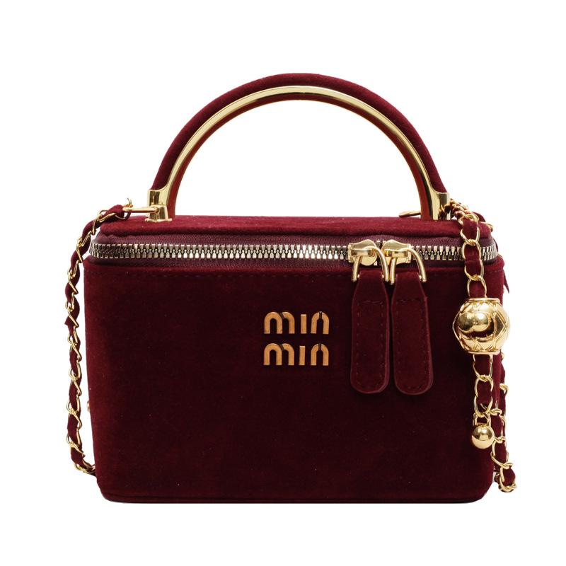 Prémiová dámská semišová crossbody kabelka s řetízkem 2025 - Matná krabicová kabelka