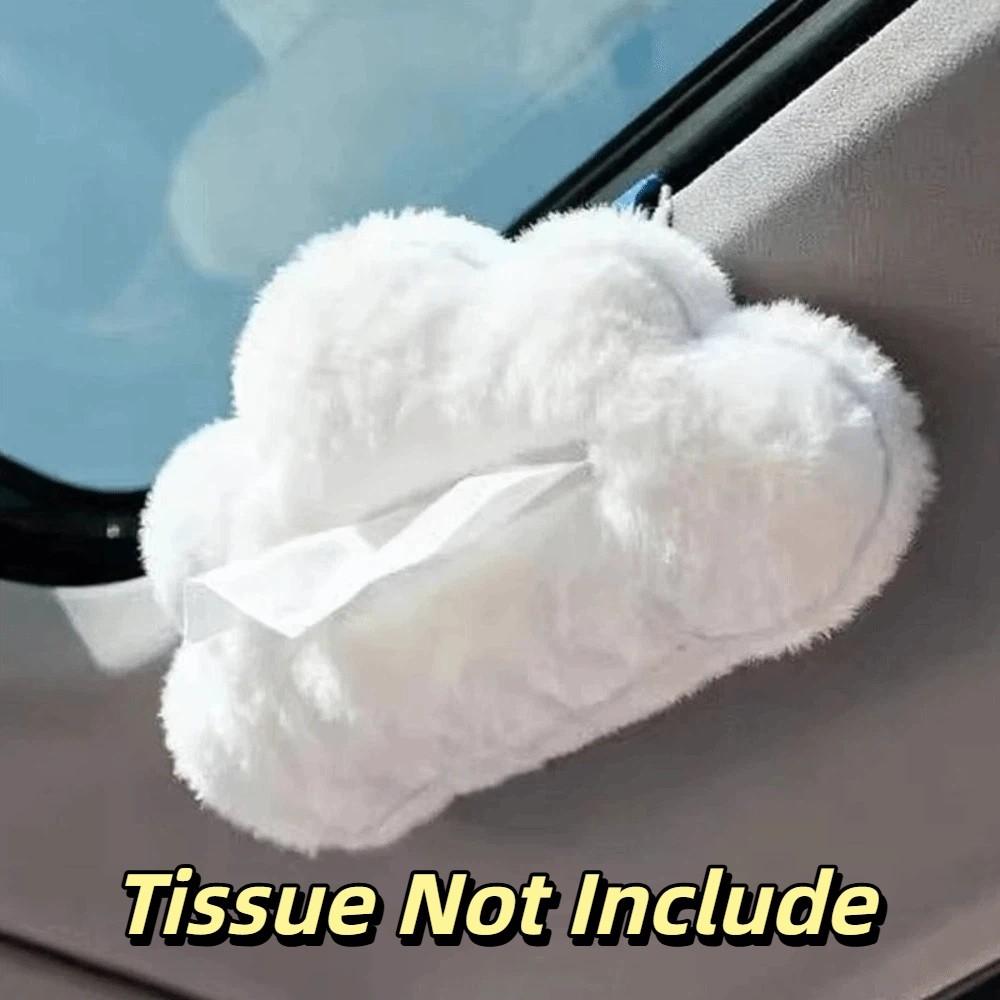 

White Cloud Shaped Tissue Case Plush Paper Towel Decoration Napkin Box Auto Interior білий