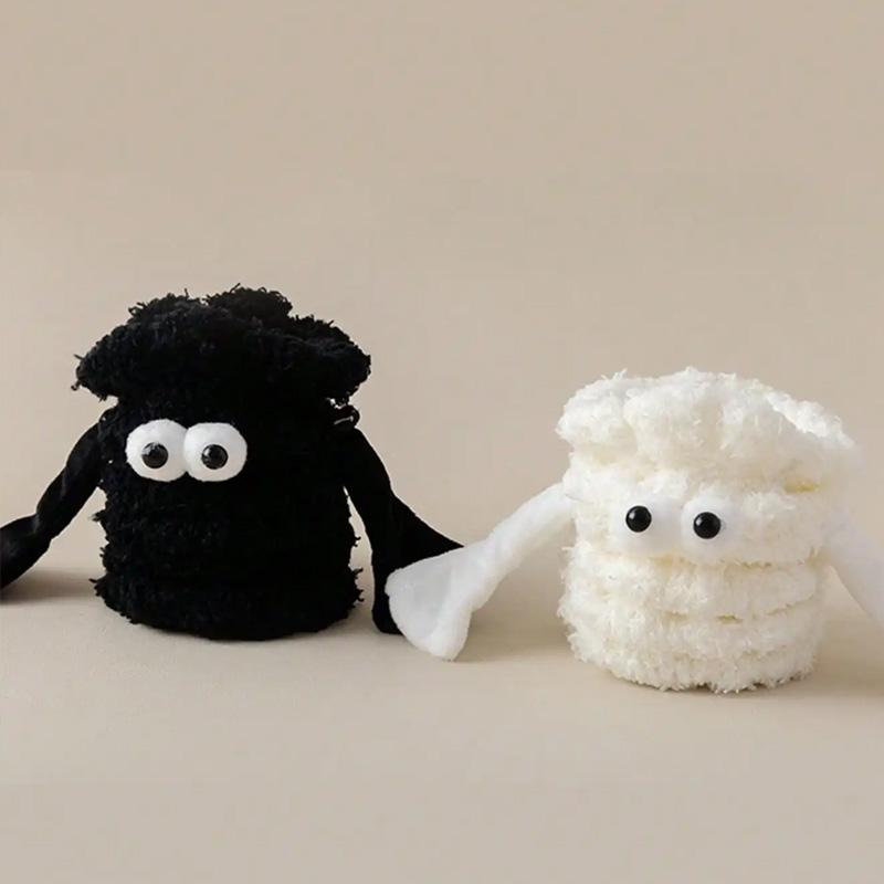 1 Pairs Couples Socks Plush Coral Fleece Thick Big Eyes Cartoon Floor Sleep Socks 3D Attracted Hands Magnetically