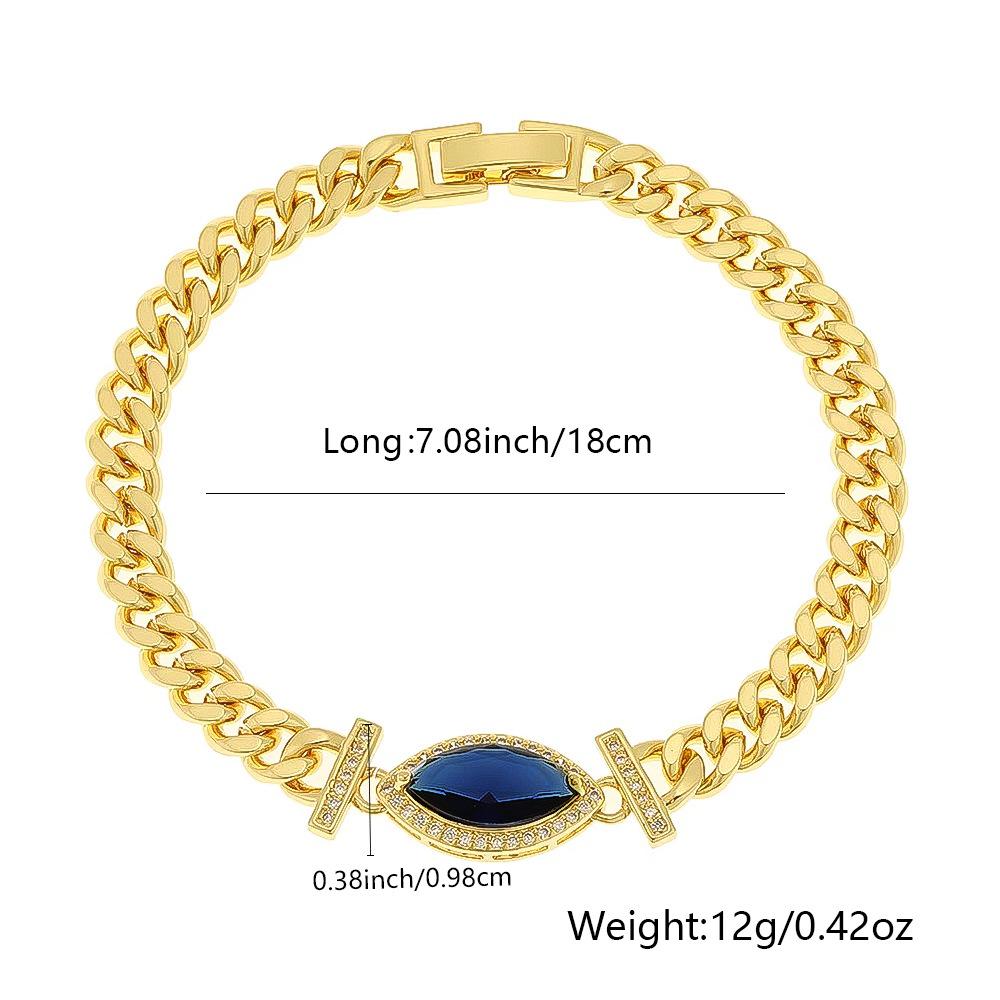 Inlaid Zircon Geometric Oval Zircon Pendant High Color Retention Copper Plated Real Gold European and American Style Elegant Light Luxury Bracelet