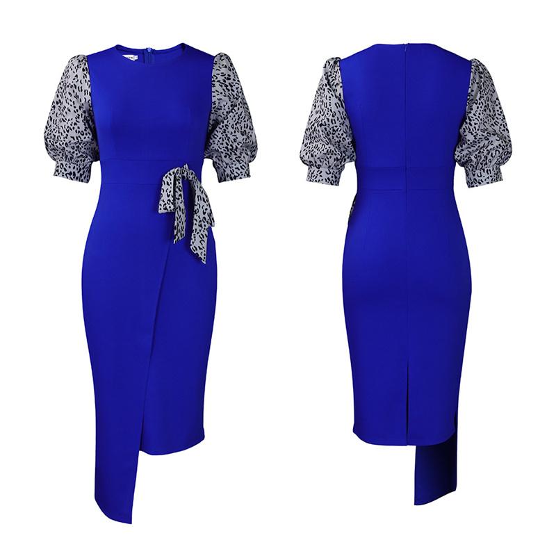 Rozcięcie Ubrania Lato Damska Sukienka Ołówkowa Moda Temperament Drukowany Patchwork