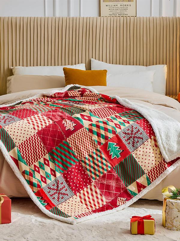 Christmas Pattern Blanket Flannel Home Warmth Blanket