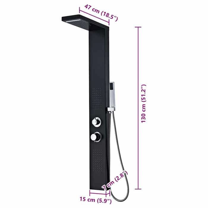 VidaXL Système de panneau de douche Aluminium Mat Noir