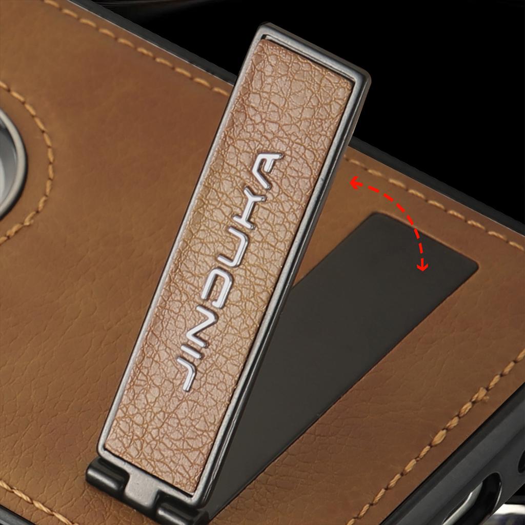 Retro PU Leather Phone Case For iPhone 17 Air 16 Pro Max 15 14 Plus 13 12 11 Logo Visible Design With Stand Holder Back Cover