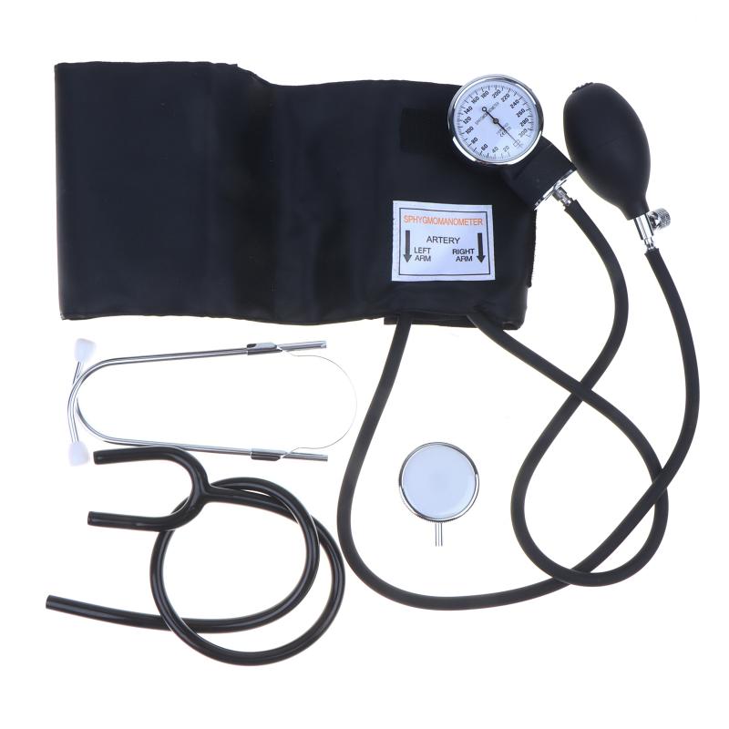 Manual Aneroid Sphygmomanometer Stethoscope Kit 1 Set Medical Grade Blood Pressure Monitor for Clinic Home Dual Use