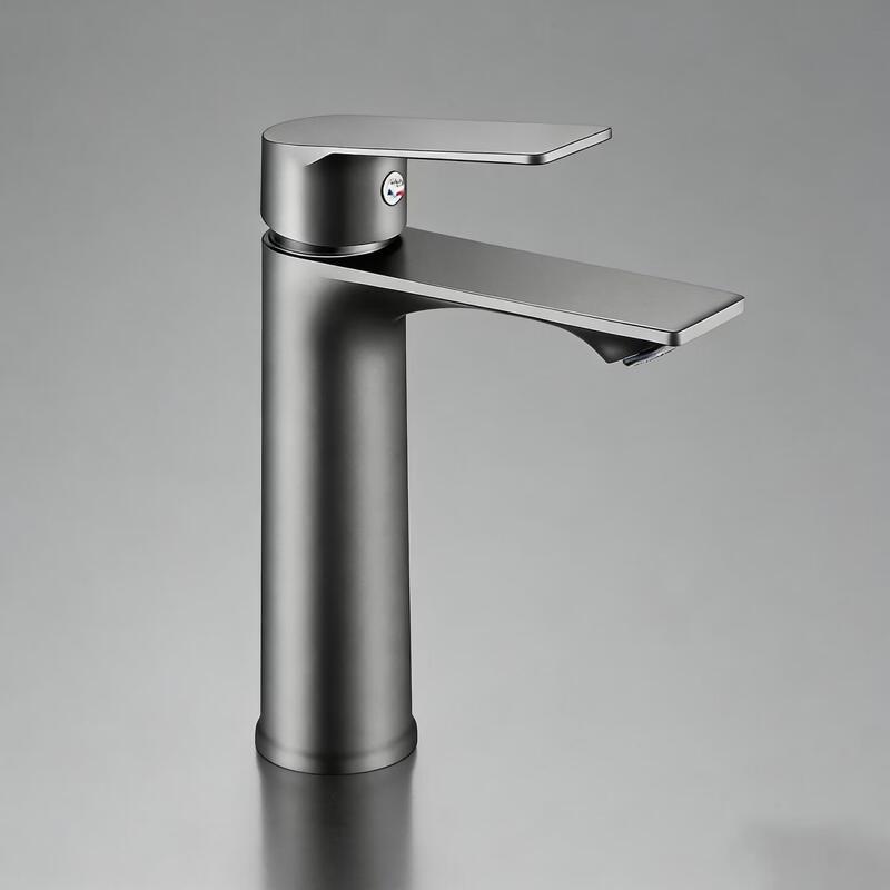 

TLXT Gunmetal Grey Long Flat Bathroom Basin Mixer Faucet