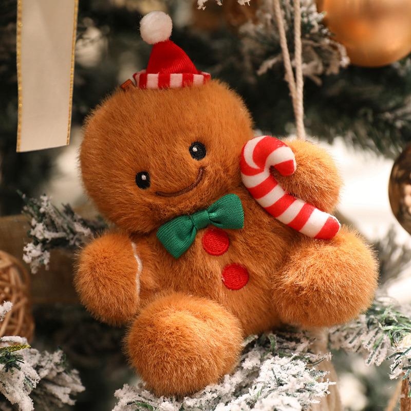 Adorable Merry Xmas Plush Toy Holiday Present Stuffed Gentle Santa Claus Gingerbread Man Sock Bell Tiny Xmas Tree Home Decor