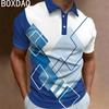 Trendiges geometrisches Muster Kurzarm-Poloshirt für Herren