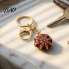 Octagonal Cap Key Ring Rhinestone Ethnic Hat Keychain, Bling Car Keychains Ring, Zinc Alloy Pendant for Backpacks and Handbags