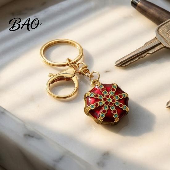 Octagonal Cap Key Ring Rhinestone Ethnic Hat Keychain, Bling Car Keychains Ring, Zinc Alloy Pendant for Backpacks and Handbags