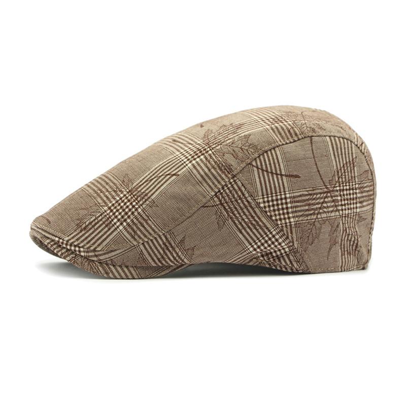 Spring Hat Autumn Beret British Vintage Paintsman Hat Printed Plaid Peaked Cap for Men